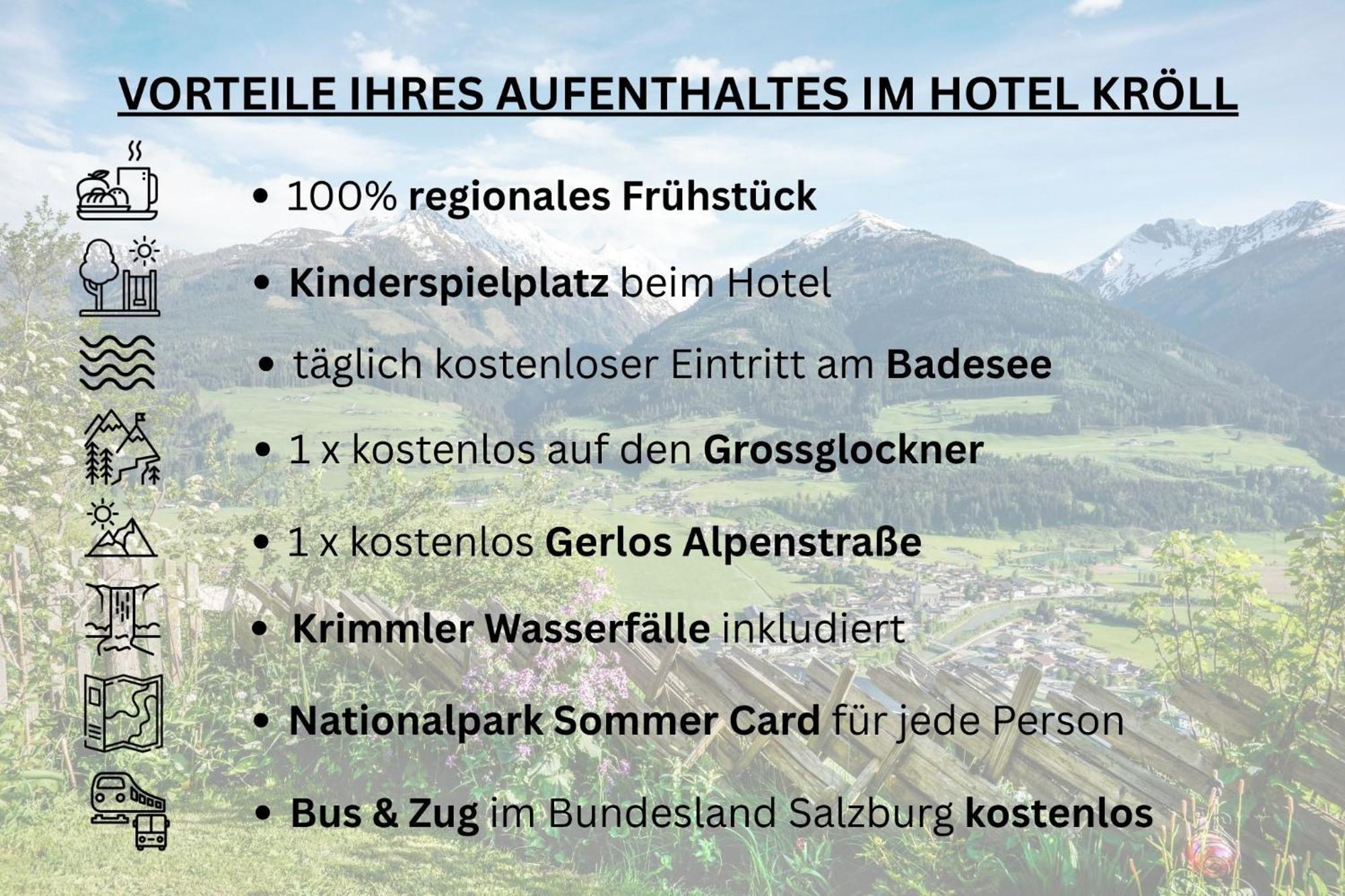 Hotel Gasthof Kroell - Inkl Nationalpark-Karte, 1 X Grossglockner Hochalpenstrasse Kostenlos, Verschiedene Bergbahnen Kostenlos, Badesee Kostenlos, Bus & Zug Kostenlos, Regionale Kueche Niedernsill Exterior foto